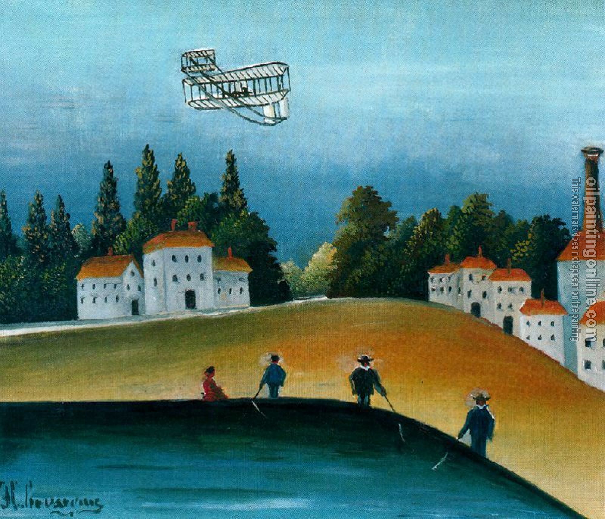 Henri Rousseau - The Fishermen and the Biplane